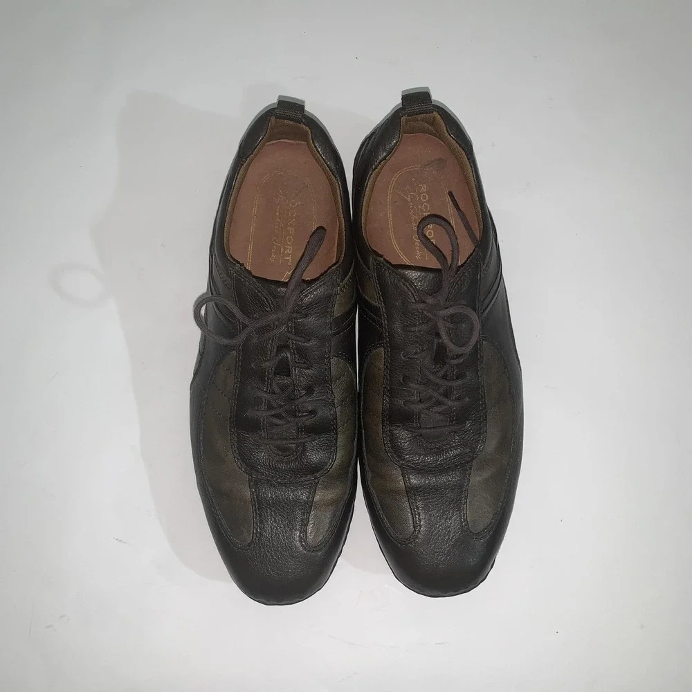 Rockport Shoes Mens Size 10.5 Brown Leather Lace Up Casual Comfort Sneakers